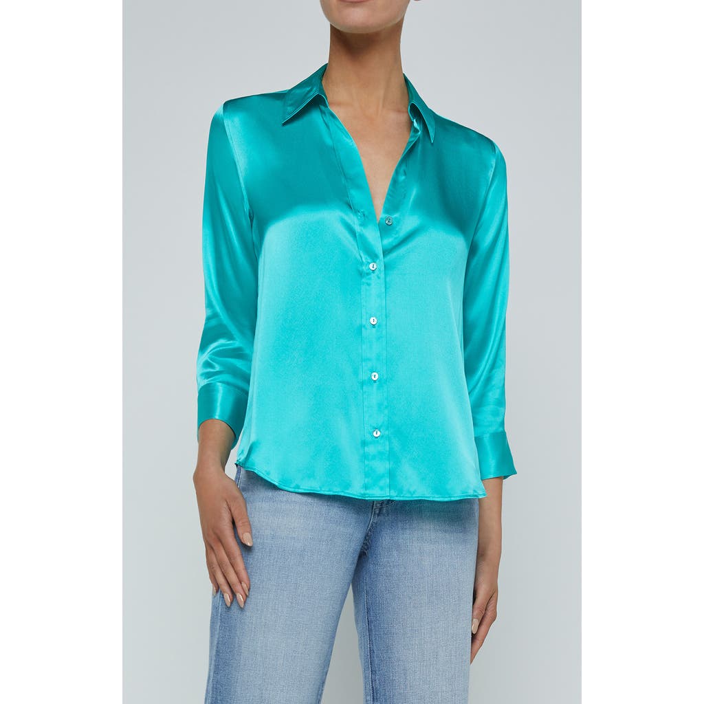 L'agence Bianca Silk Charmeuse Button-down Blouse