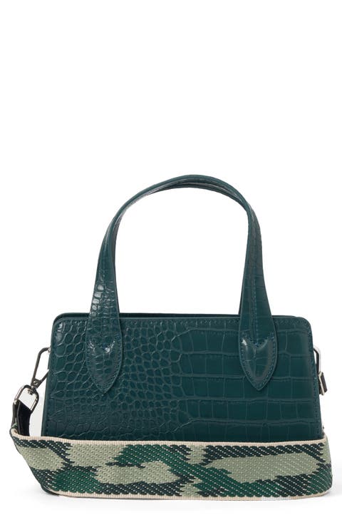 August Croc Embossed Vegan Leather Crossbody Bag