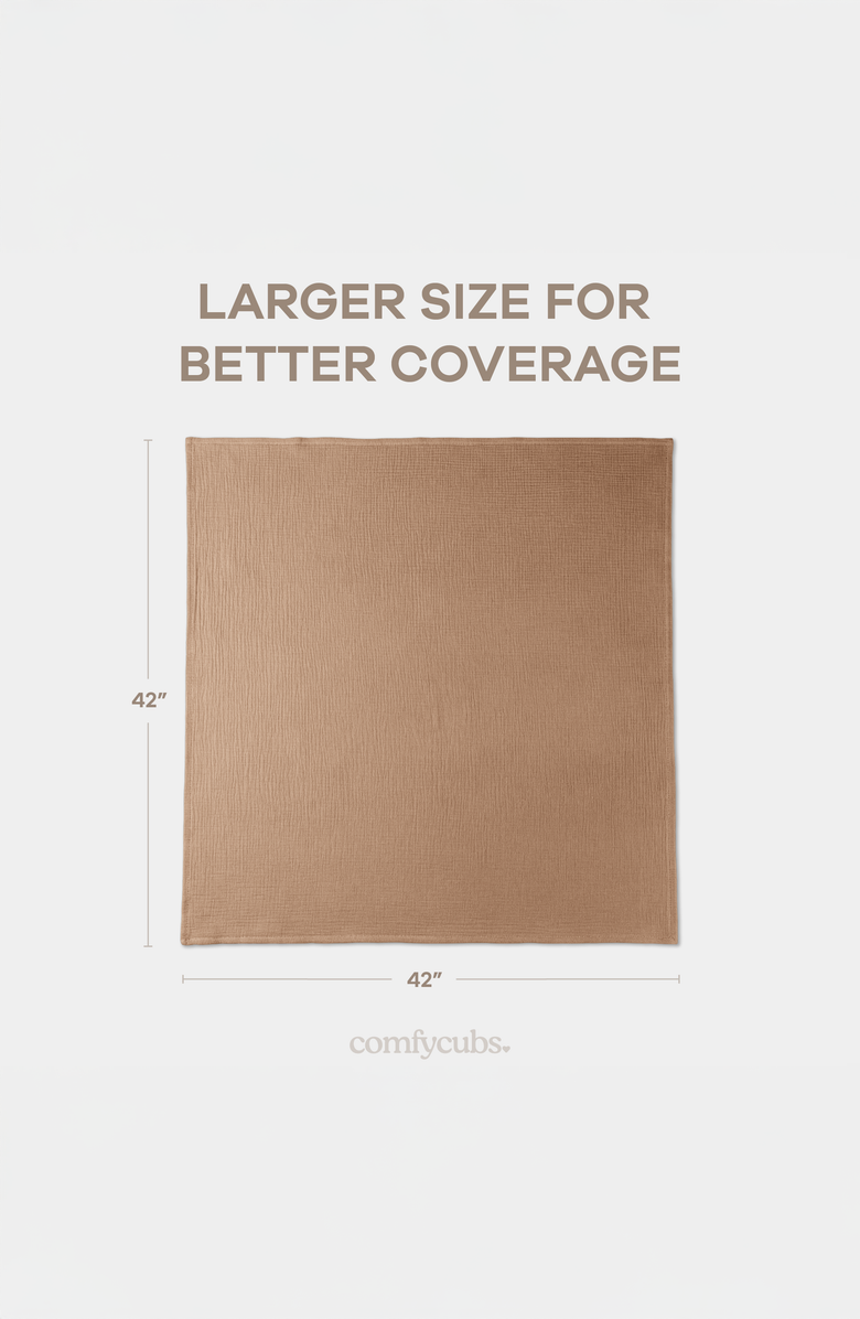 Comfy Cubs 100% Cotton Muslin Swaddle Blankets Pack of 3, Alternate, color, Sand, Cedar, Caramel