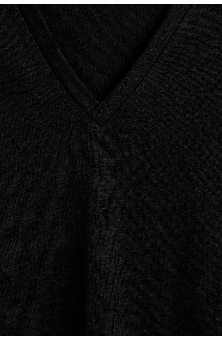 COS V-neck Linen T-shirt, Alternate, color, Black