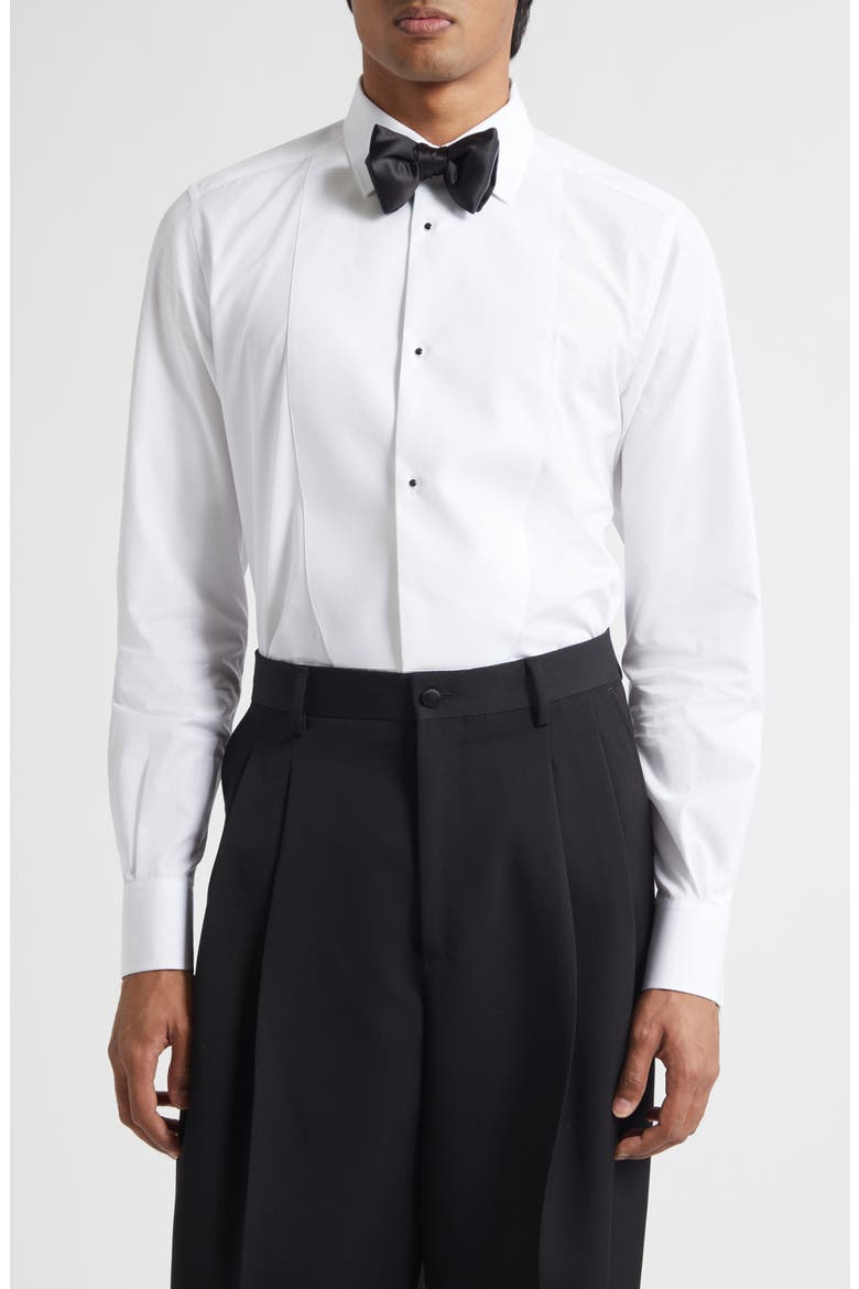 Gold Fit Cotton Poplin Tuxedo Shirt, Main, color, BIANCO OTTICO