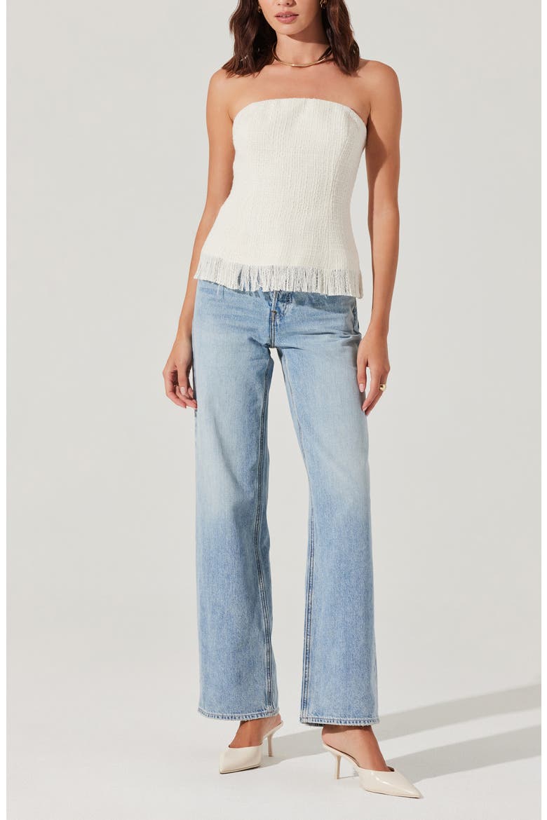 Lorene Strapless Tweed Top, Alternate, color, CREAM