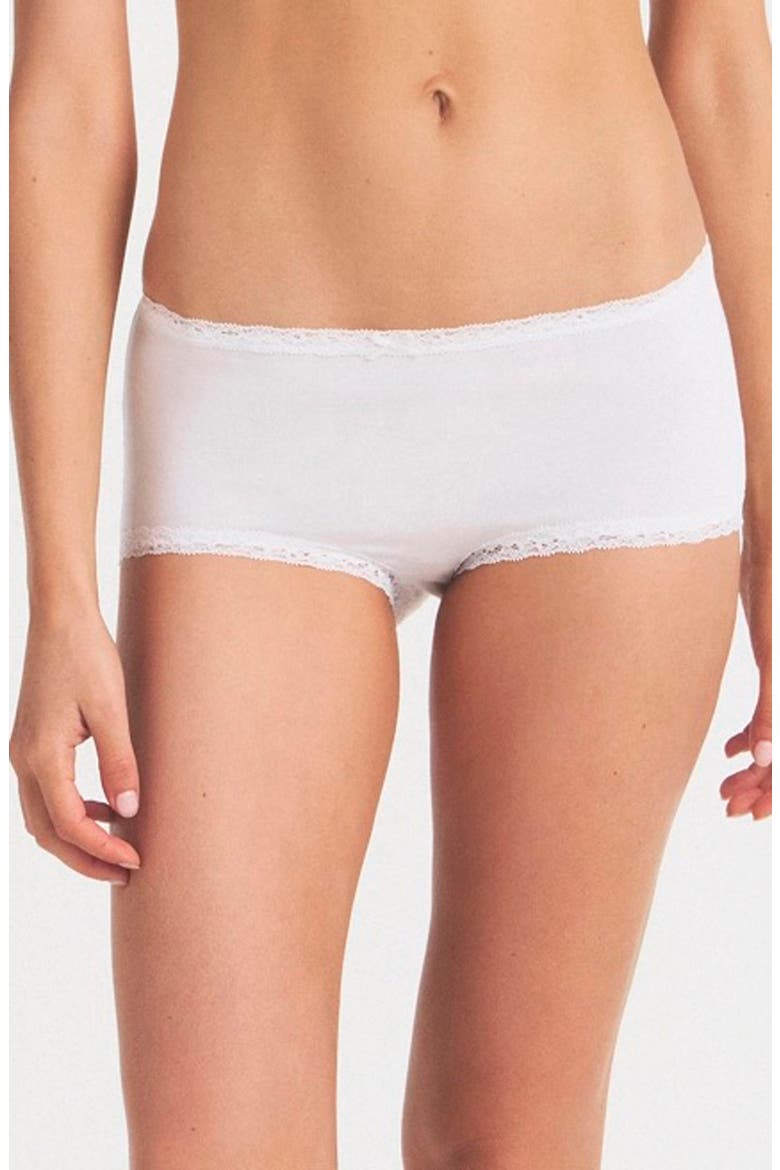 Lace Trim Boyshorts, Main, color, SNOW
