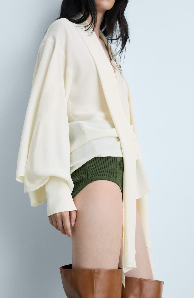 MANGO Garden Button-Up Top with Scarf, Alternate, color,