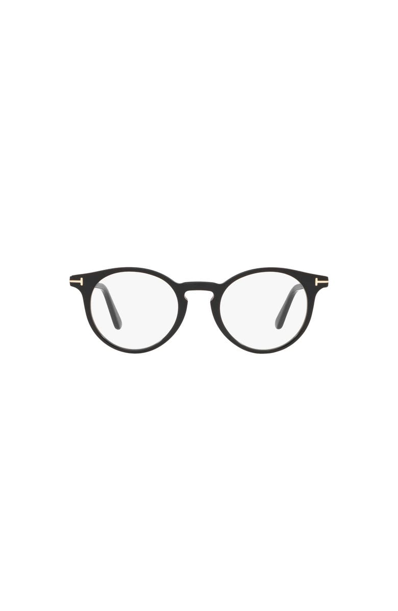 TOM FORD 48mm Round optical glasses, Alternate, color, Black