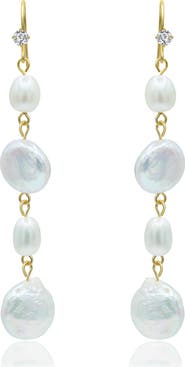 LA MENO Paseo Freshwater Pearl Drop Earrings