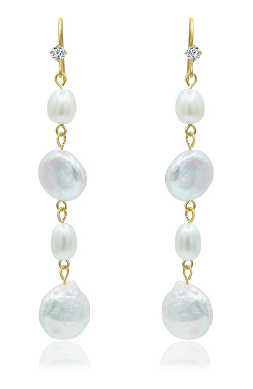 La Meno Paseo Freshwater Pearl Drop Earrings In White