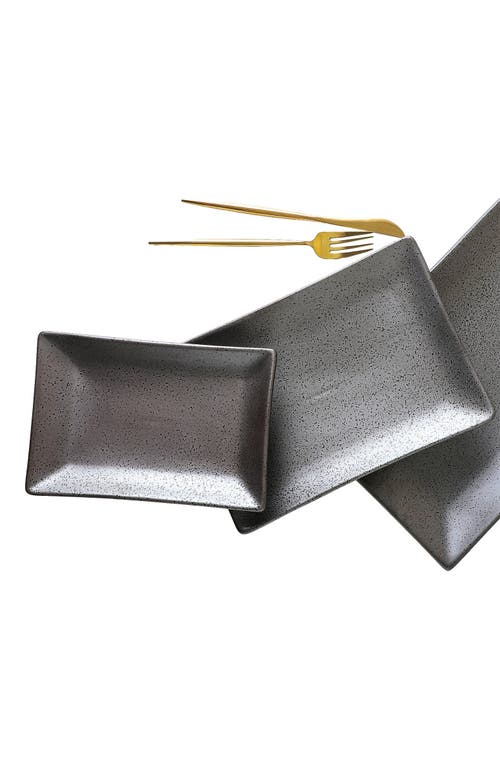 Stone Lain Valencia Porcelain 3-piece Serving Plate Set In Gray