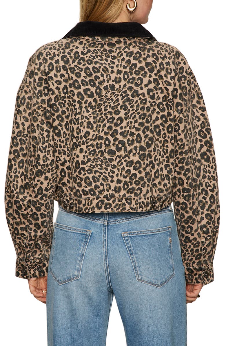 Sanctuary Leopard Print Crop Barn Jacket, Alternate, color, French Kitty