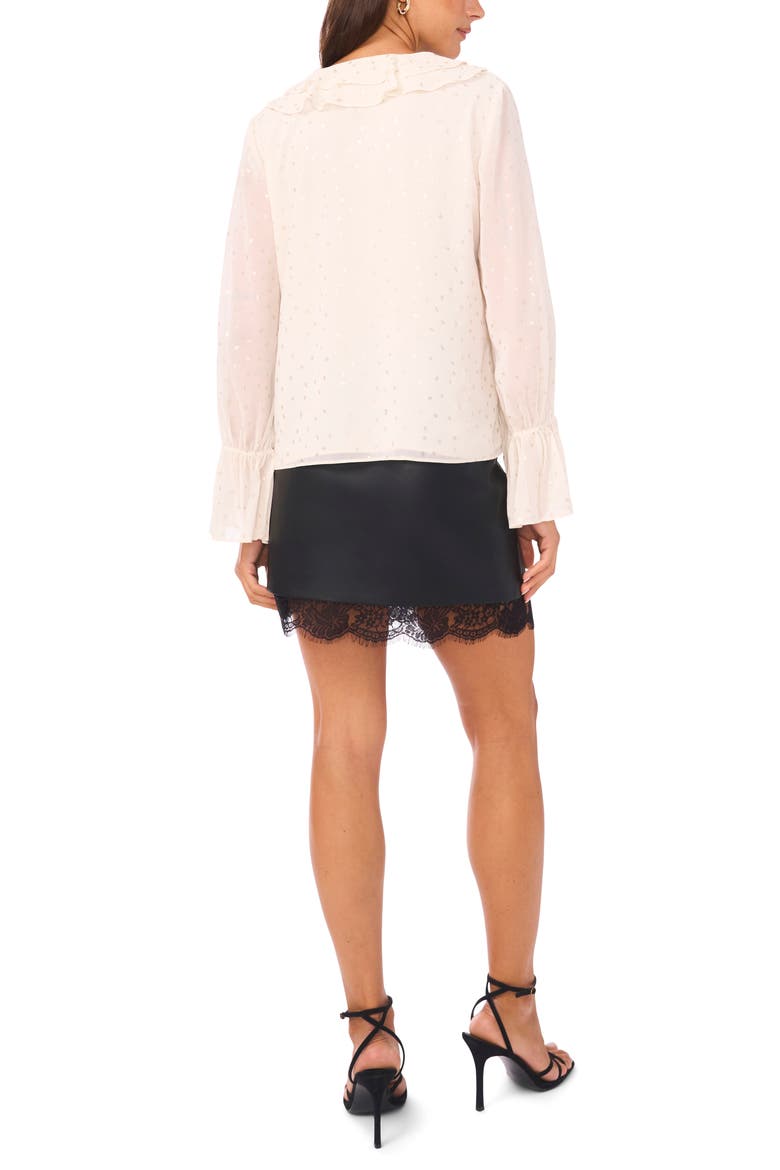 Double Ruffle V-Neck Top, Alternate, color, BIRCH