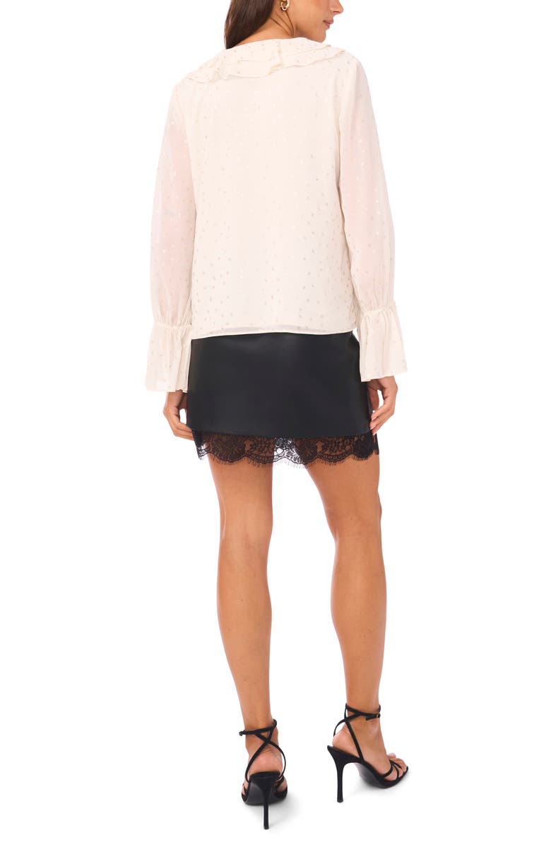 Vince Camuto Double Ruffle V-Neck Top, Alternate, color, Birch