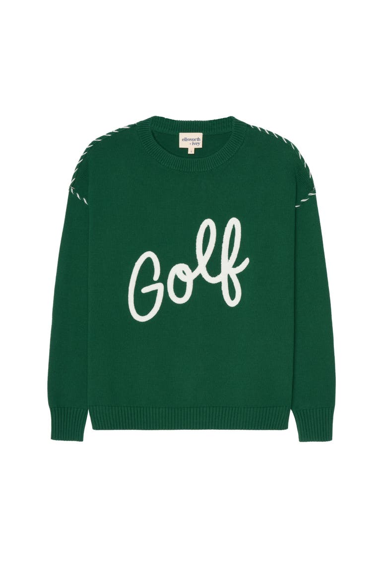 Riley Crewneck Sweater - Golf Script, Main, color, Green