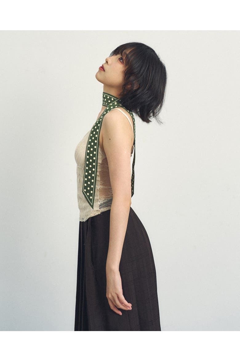 "Retro Polka" Silk Skinny Scarf, Alternate, color, Dark Green