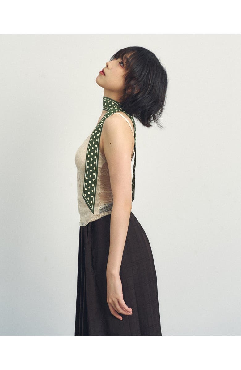 Lost Pattern "Retro Polka" Silk Skinny Scarf, Alternate, color, Dark Green