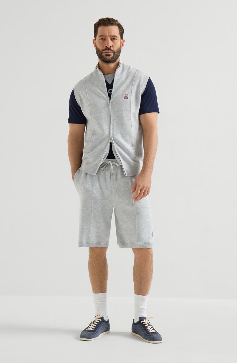 Brunello Cucinelli Double knit Bermuda shorts, Alternate, color, Pebble