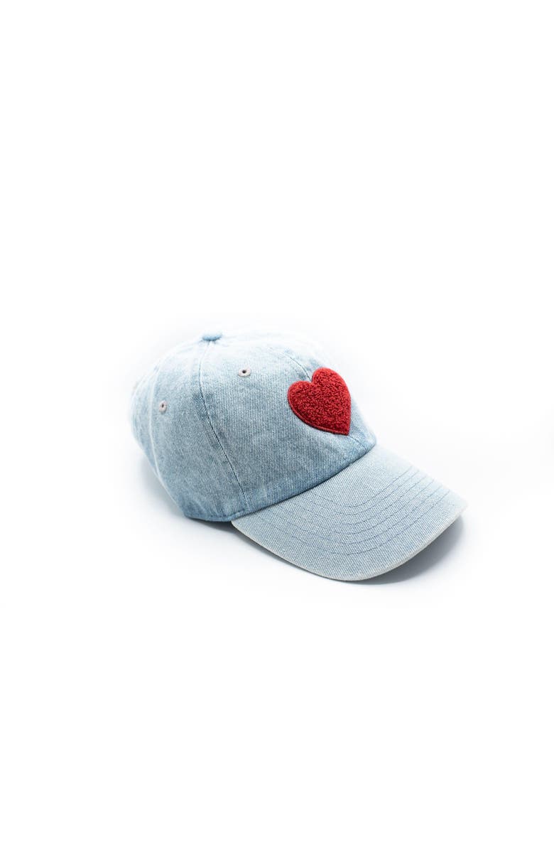 Rey To Z Terry Heart Baseball Hat, Alternate, color, Denim