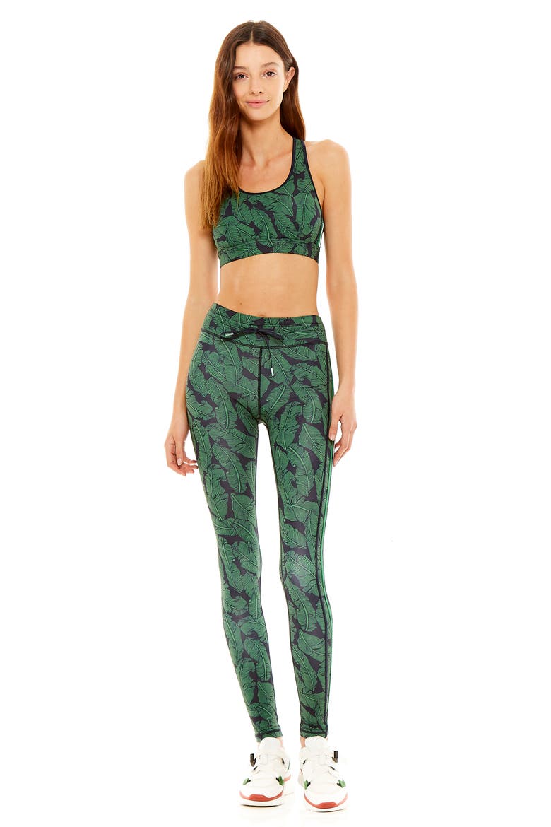 Palm Leaf Yoga Pants, Alternate, color, NAVY/ GREEN