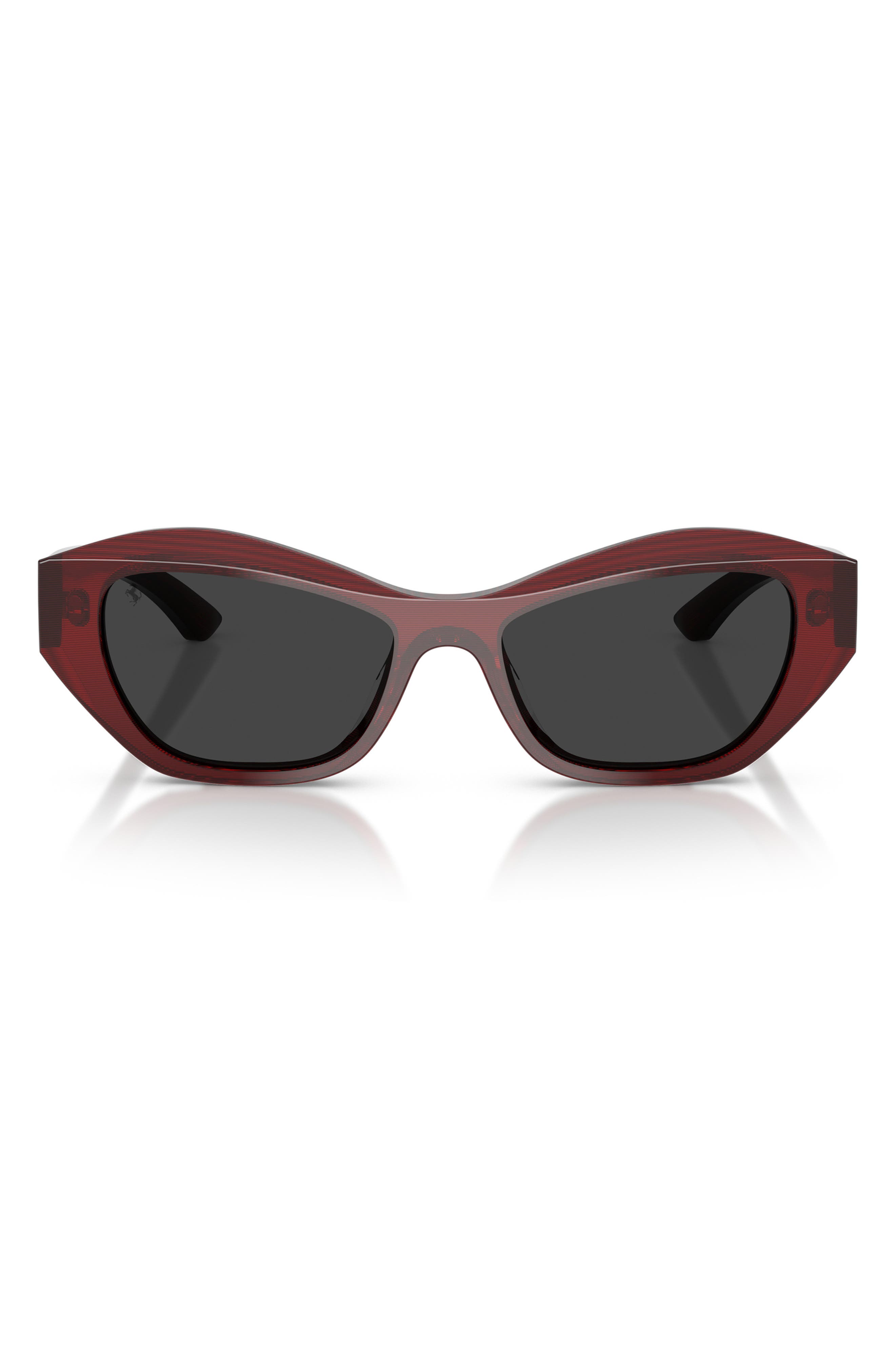 Ferrari 53mm Polarized Cat Eye Sunglasses In Striped Red/polar Black