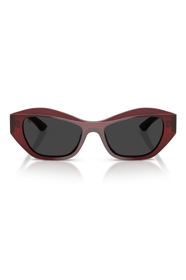 53mm Polarized Cat Eye Sunglasses, Main, color, STRIPED RED / POLAR BLACK