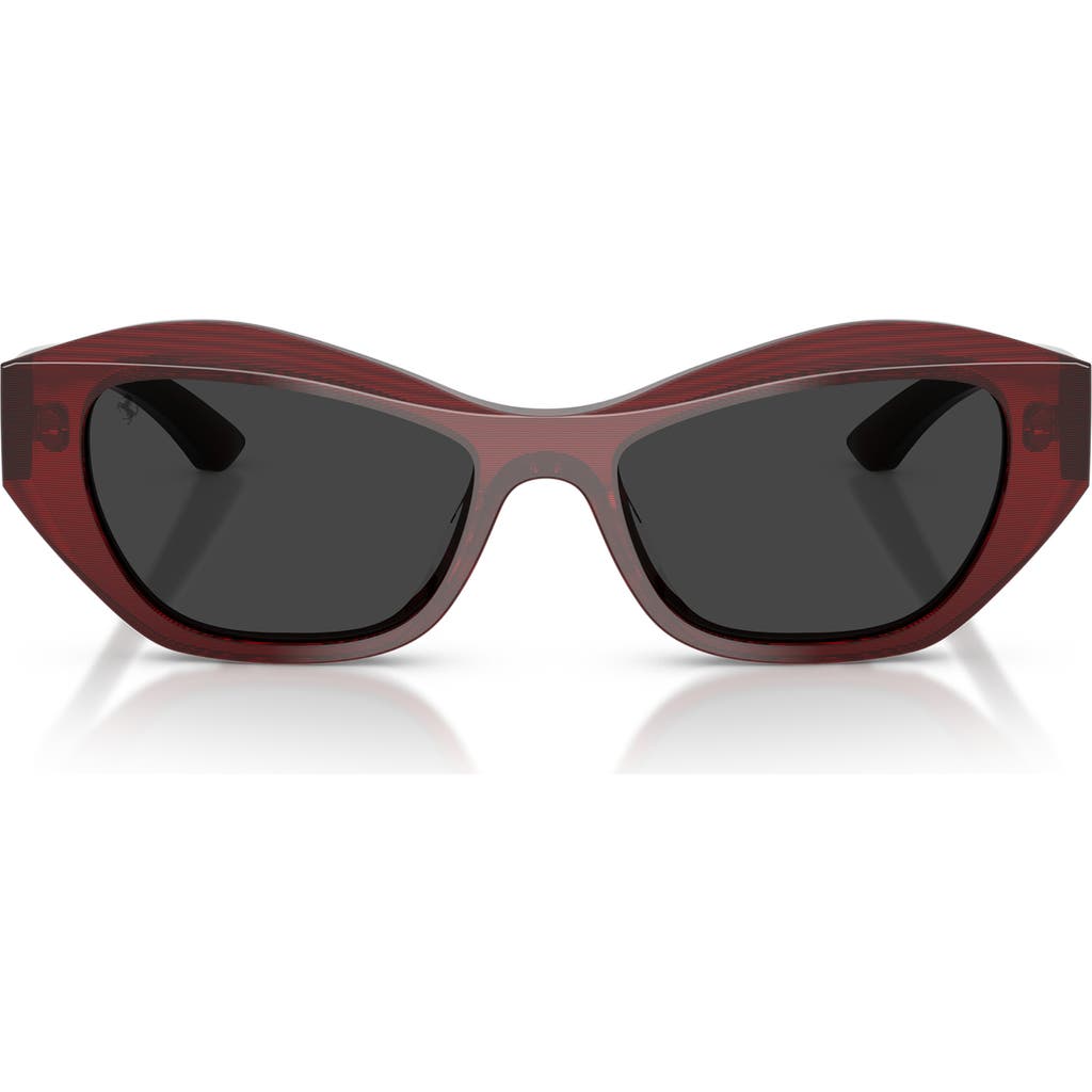 Ferrari 53mm Polarized Cat Eye Sunglasses In Striped Red/polar Black