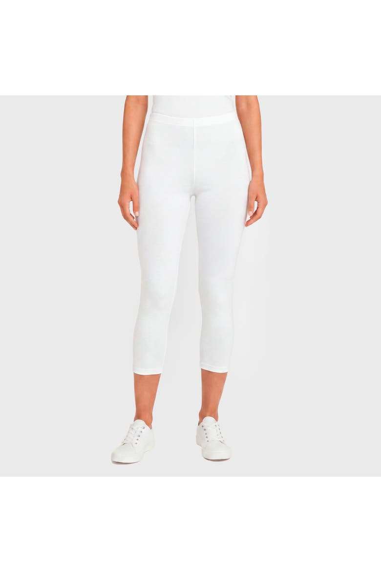 Women's Soft 100% Cotton Everyday Wear Capri Leggings, Main, color, White
