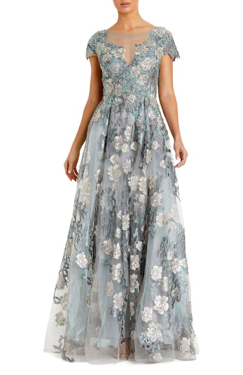 Mac Duggal Womens Embellished Metallic Evening Dress In Gray