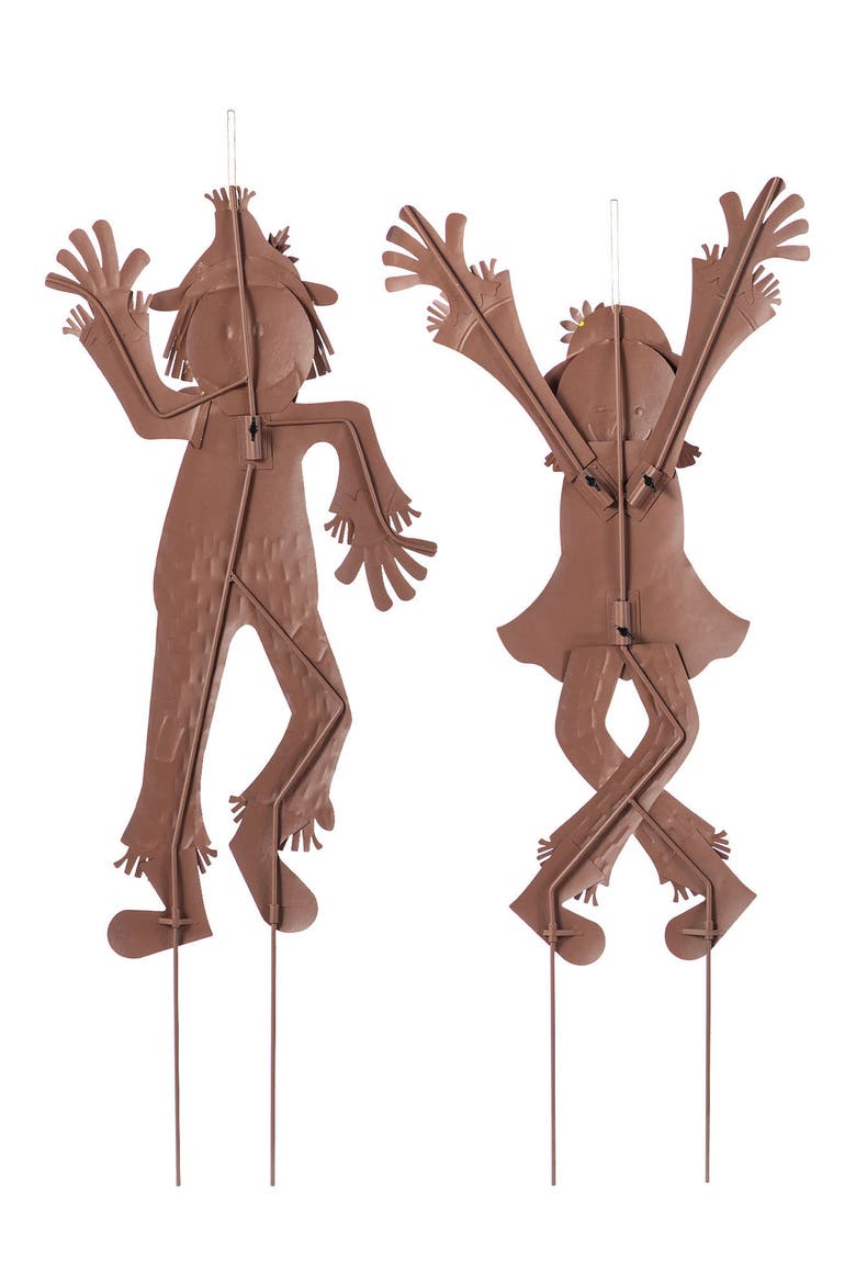 Set of 2 Fall Metal Dancing Scarecrows Yard Stake, Alternate, color, Orange