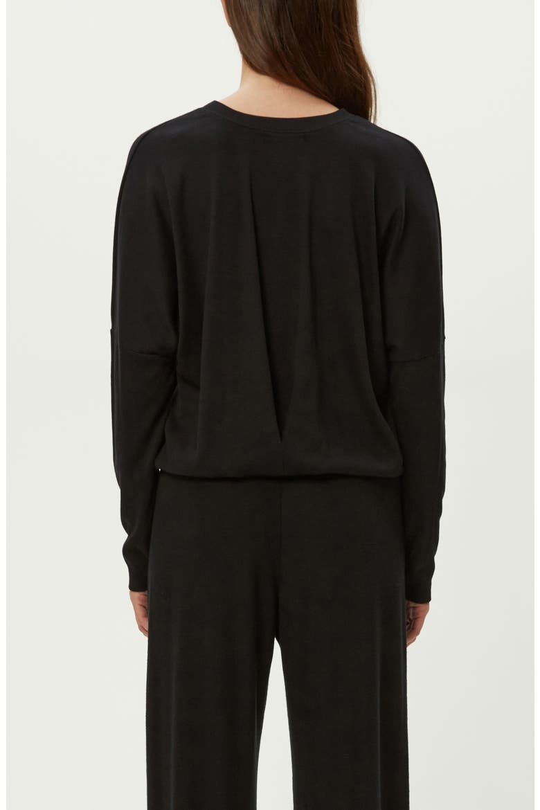 Kaley Long Sleeve Cotton & Modal T-Shirt, Alternate, color, BLACK