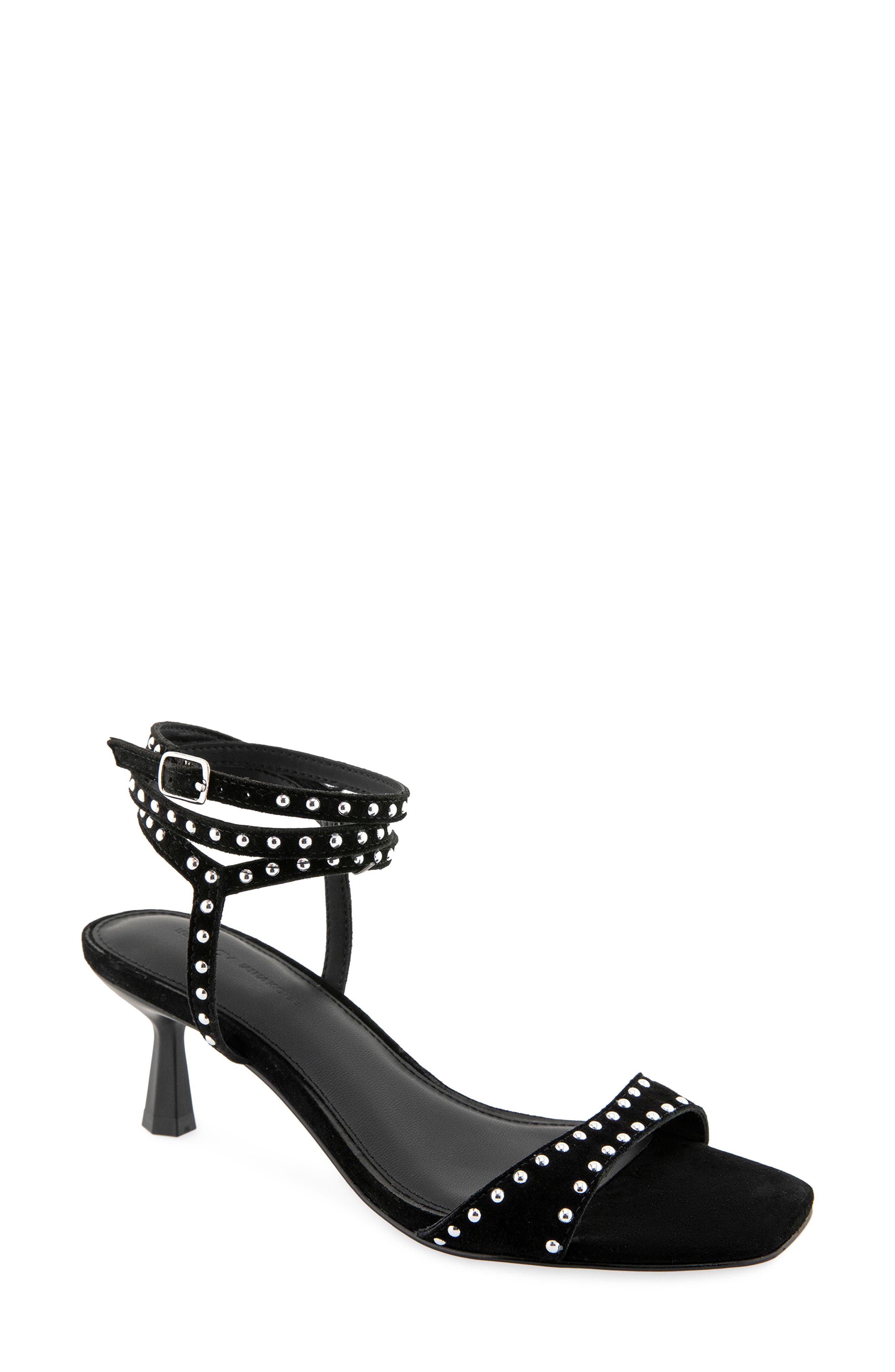 Camila Leather Ankle Strap Sandal, Main, color, BLACK
