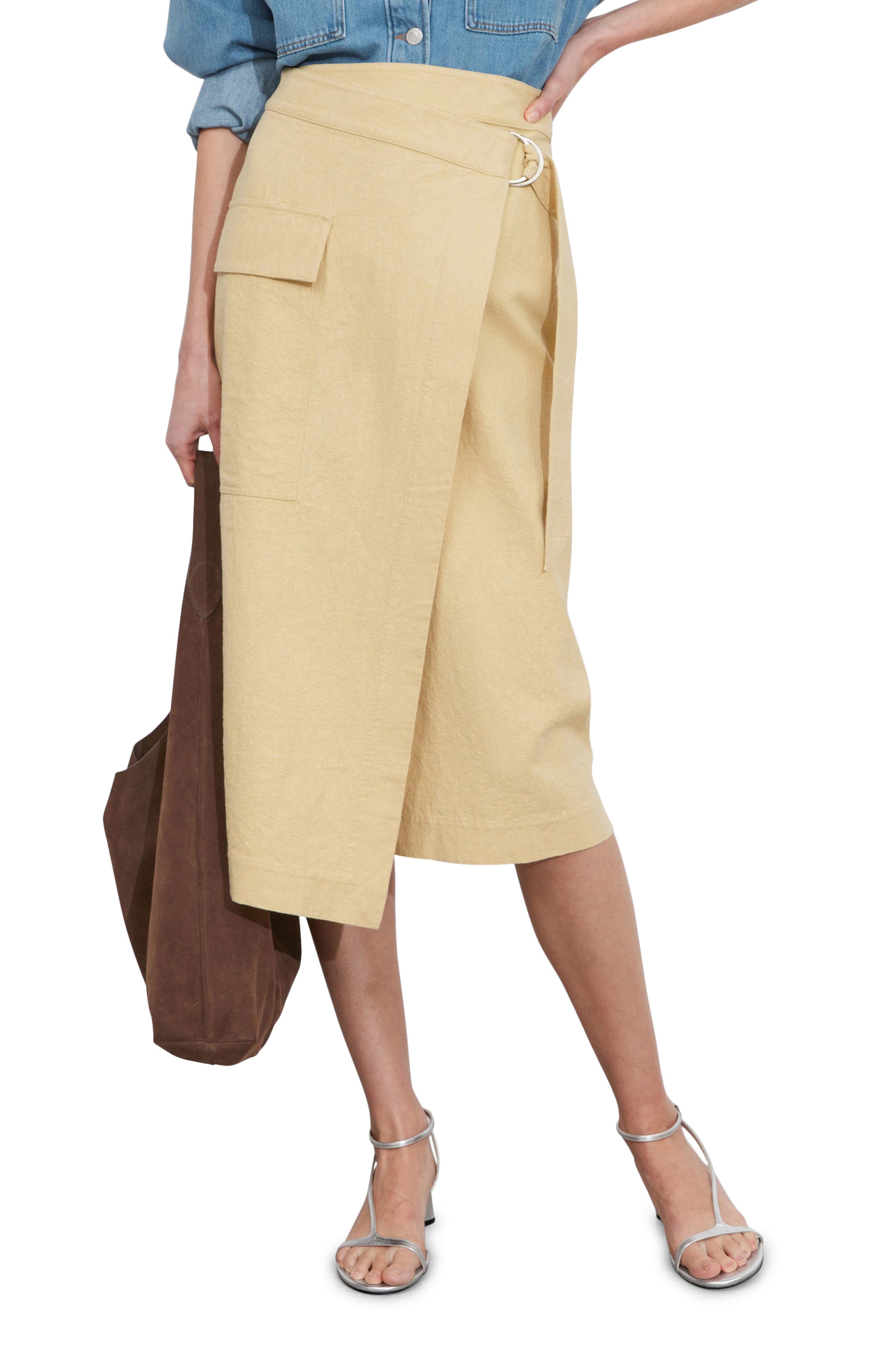 Belted Asymmetric Midi Skirt