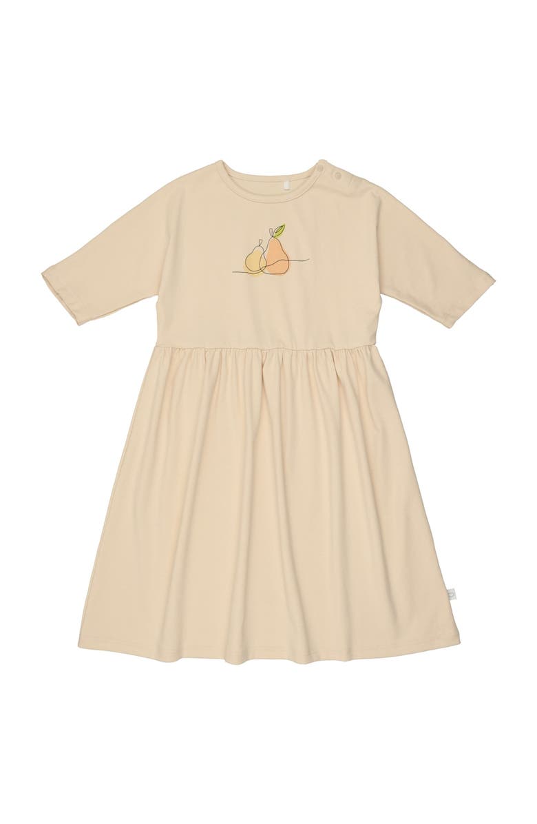 Pouf Pear Graphic 3/4 Sleeve Dress, Main, color, Cream