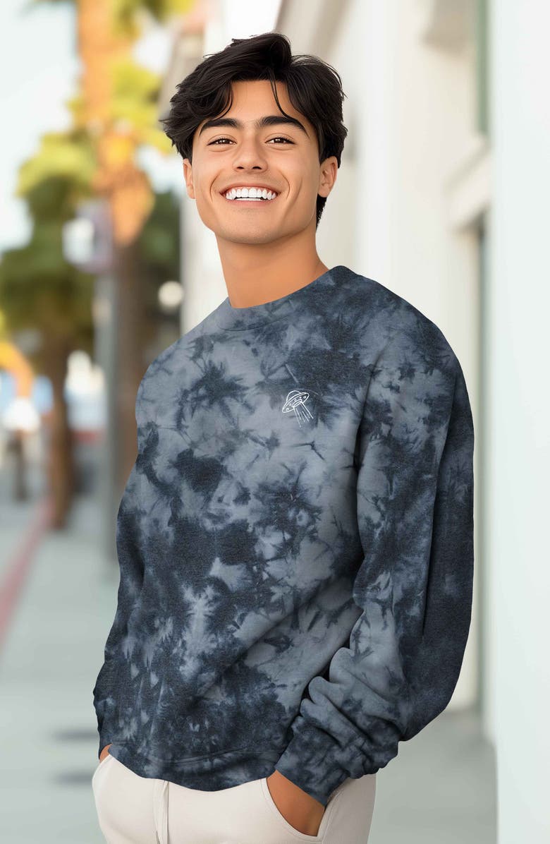 Dalix UFO Tie Dye Crewneck Sweatshirt, Alternate, color, Tie Dye Black