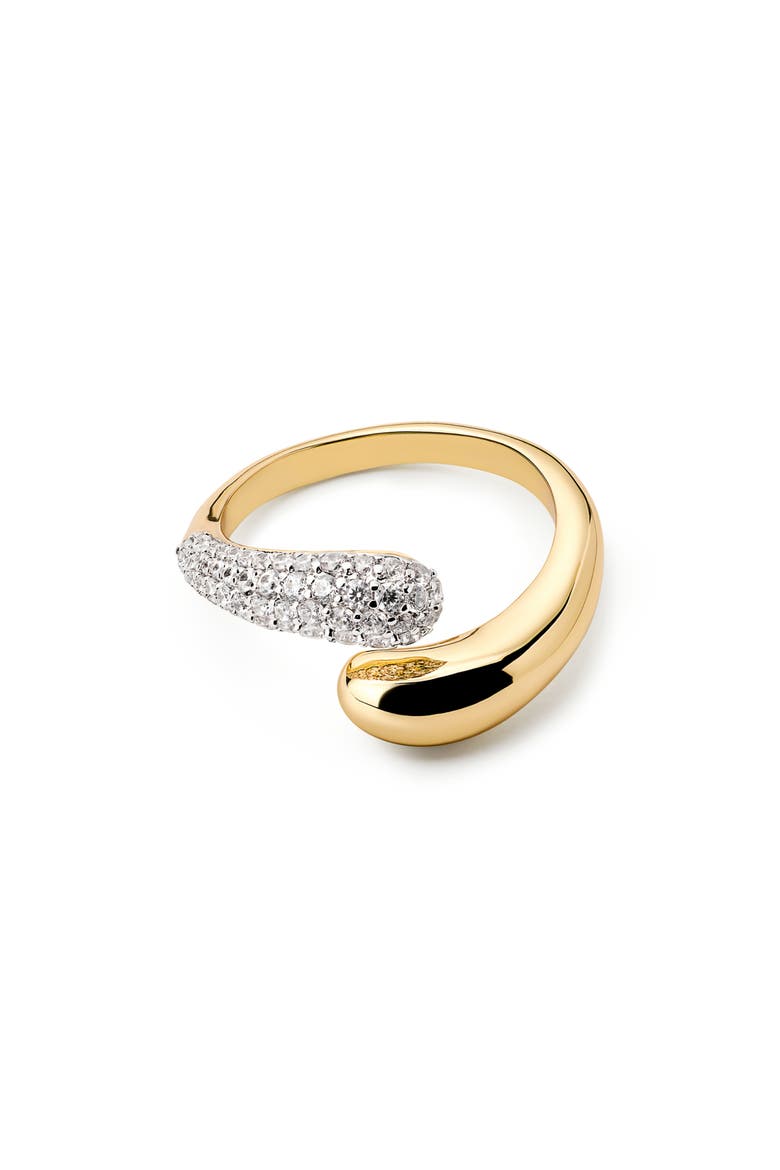 Toby Pavé Cubic Zirconia Bypass Ring, Alternate, color, GOLD / CLEAR