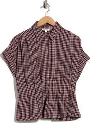 MAX STUDIO Plaid Short Sleeve Button-Up Shirt