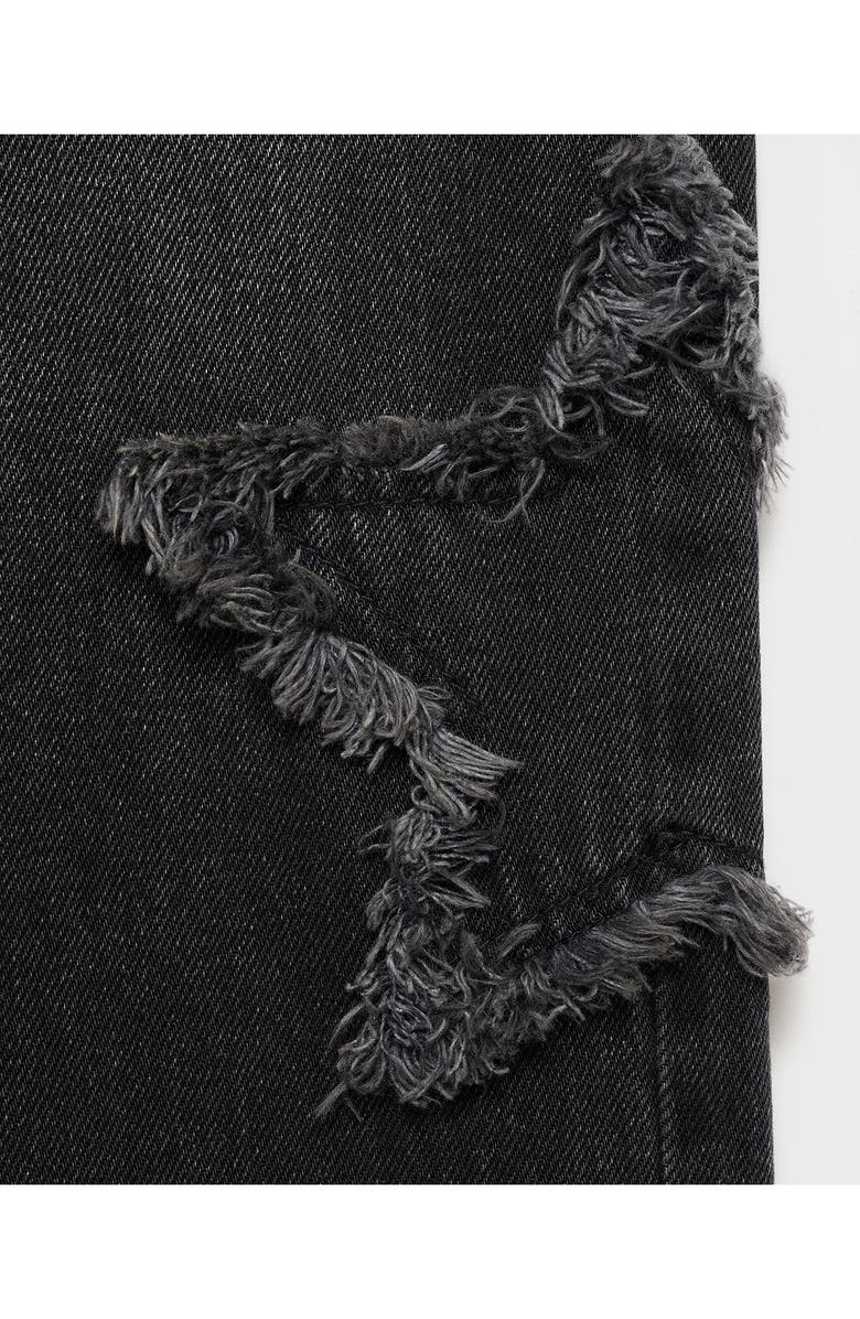 MANGO TEEN Star Embroidered Straight Leg Jeans, Alternate, color, Black Denim