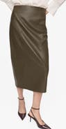 MANGO Faux Leather Midi Pencil Skirt