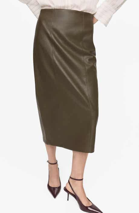 Faux Leather Midi Pencil Skirt