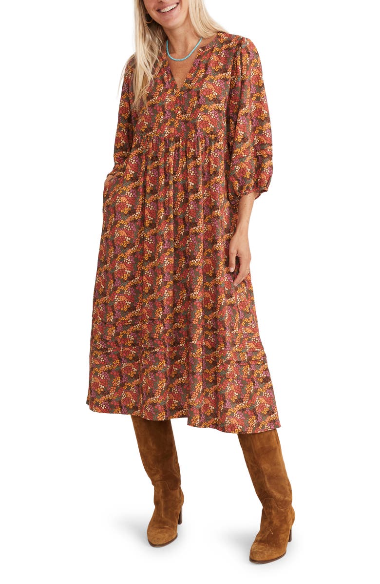 Marine Layer Lola Floral Print Midi Dress, Alternate, color,