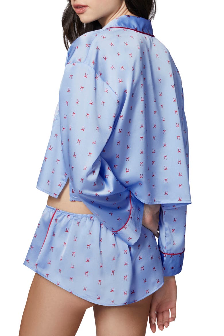 Satin Sleep Crop Pajama Top, Alternate, color, WINDSURFER RIBN