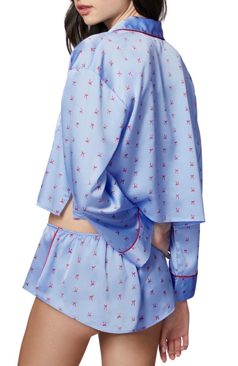 Florence by Mills Satin Sleep Crop Pajama Top, Alternate, color, Windsurfer Ribn