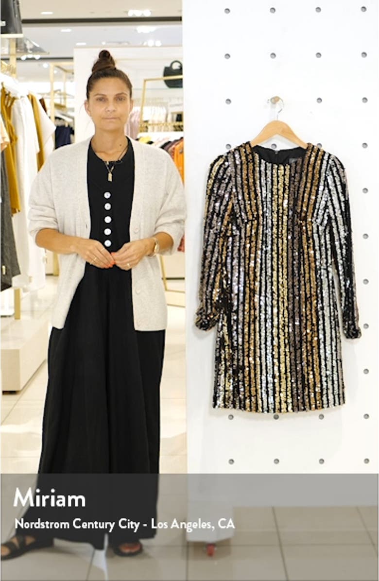 Sequin Stripe Long Sleeve Shift Dress, sales video thumbnail