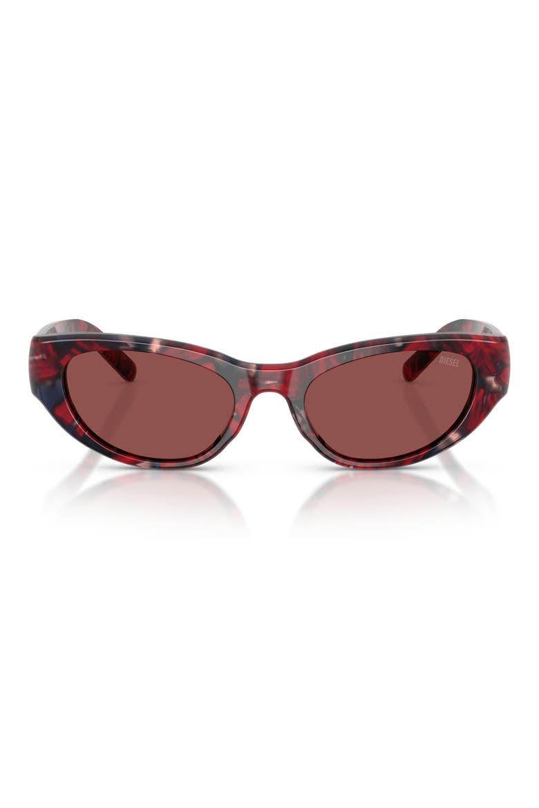 52mm Cat Eye Sunglasses, Main, color, RED HAVANA / DARK VIOLET