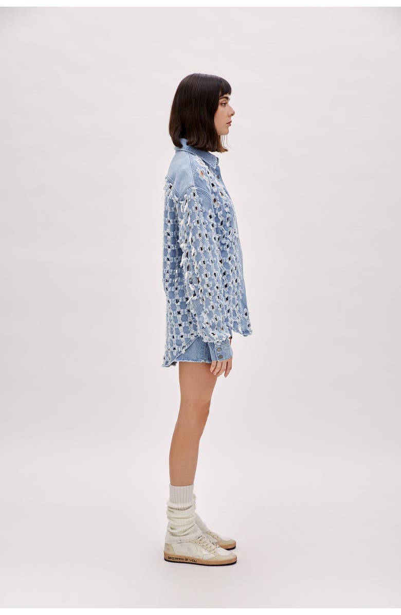 PCFG Perforated Denim Shirt, Alternate, color, Blue