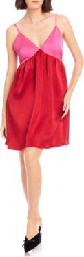 FIFTEEN TWENTY Stacia Colorblock Satin Babydoll Minidress