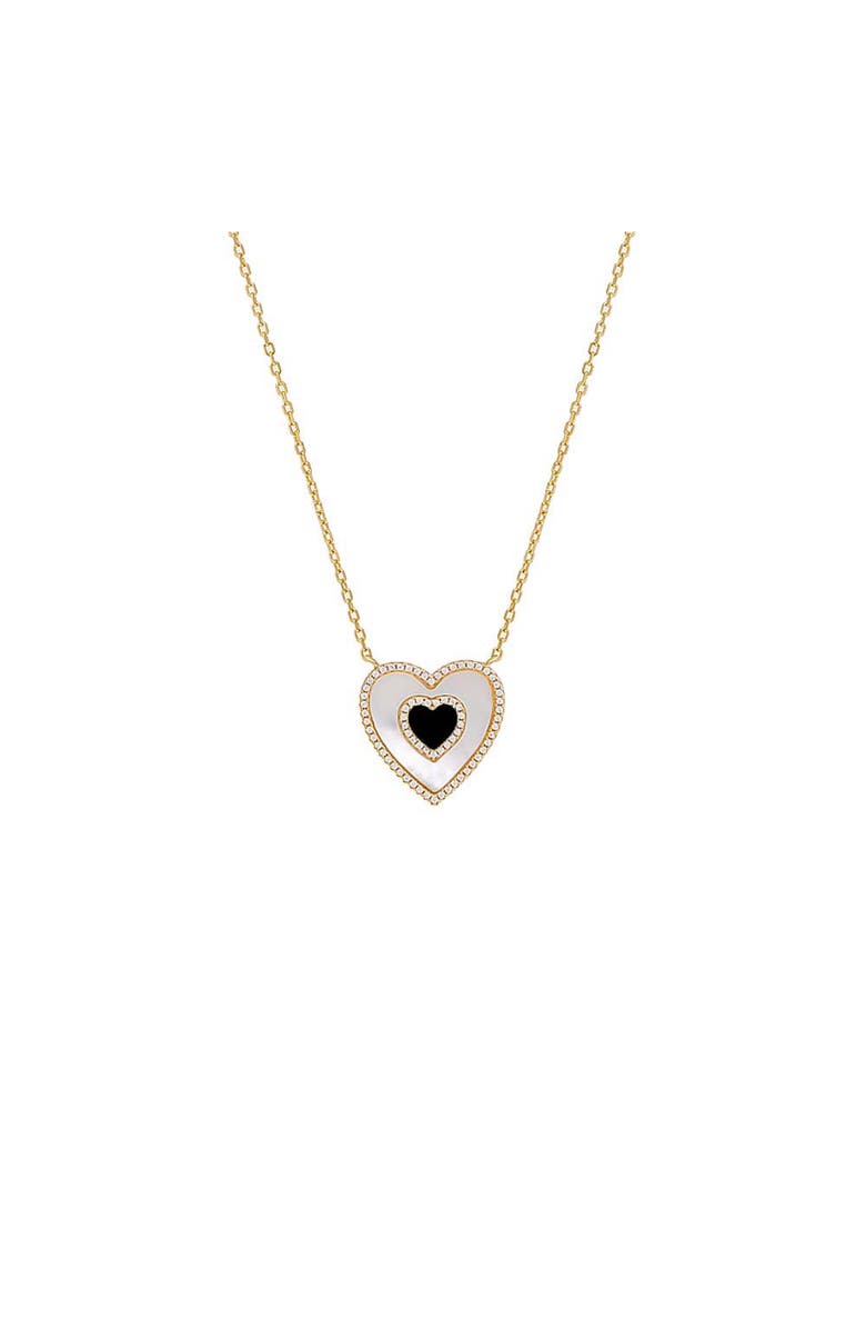 BY ADINA EDEN Double Colored Stone Heart Necklace, Main, color,