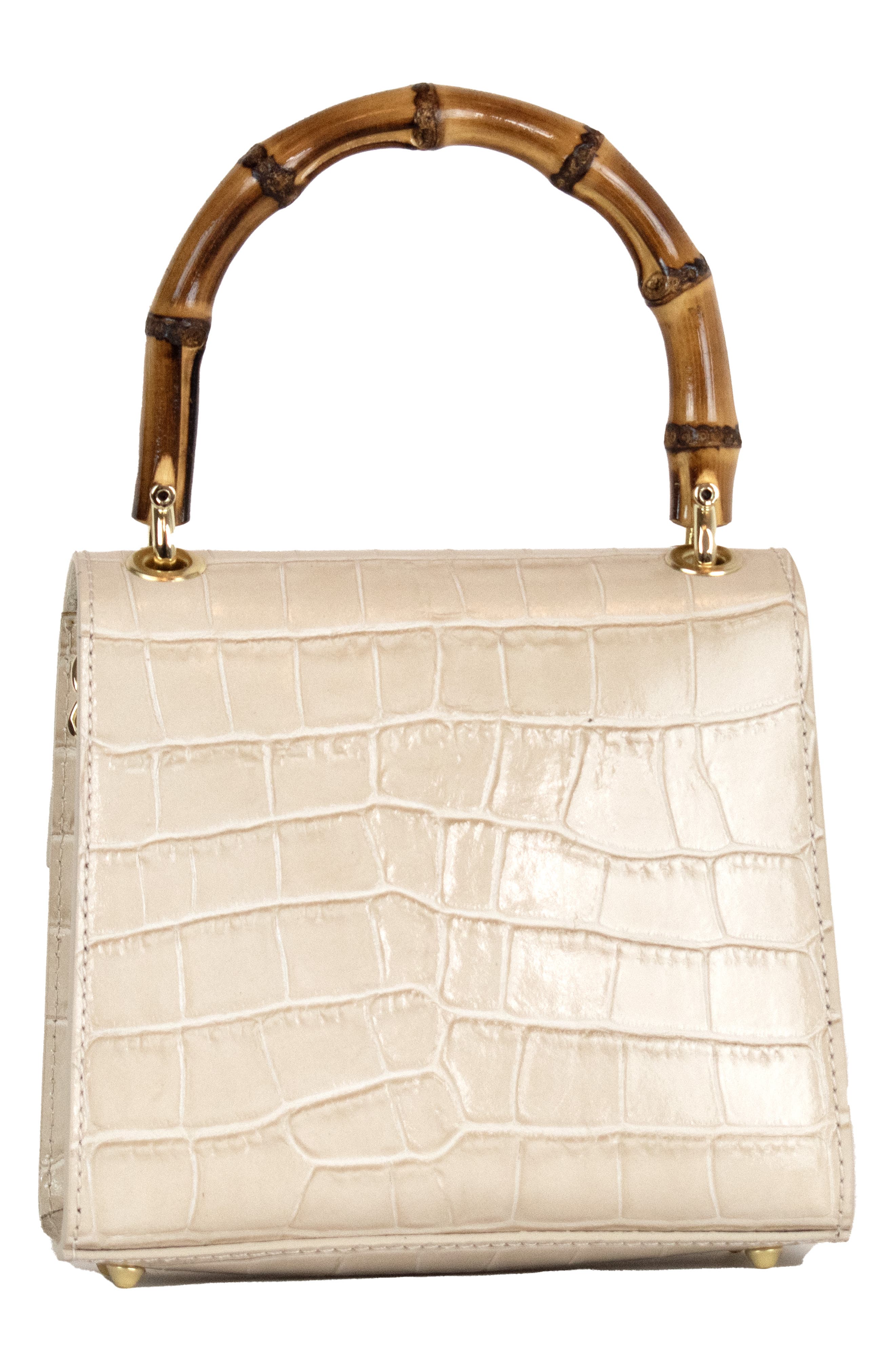 Ellie Croc Embossed Top Handle Bag, Alternate, color, BEIGE
