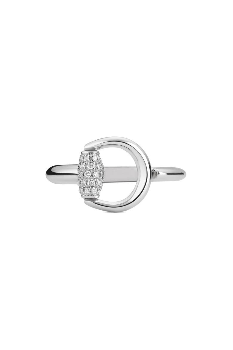 Horsebit Pavé Diamond Ring, Alternate, color, WHITE GOLD