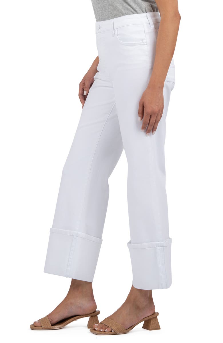 KUT from the Kloth Fab Ab High Cuffed Wide Leg Jeans, Alternate, color, Optic White