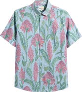 Reyn Spooner Ginger Burst Short Sleeve Button-Down Cotton Blend Sport Shirt