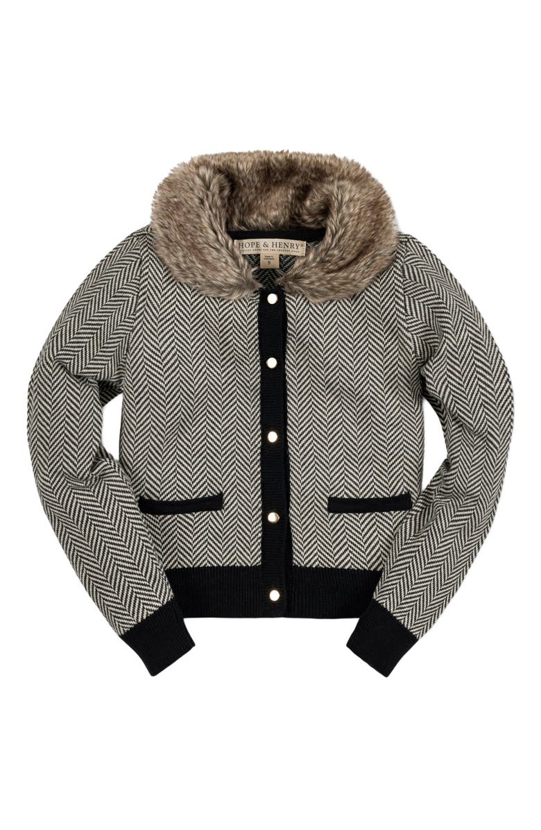 Hope & Henry Baby Girls' Faux Fur Cardigan and Skirt Sweater Set, Infant, Alternate, color,